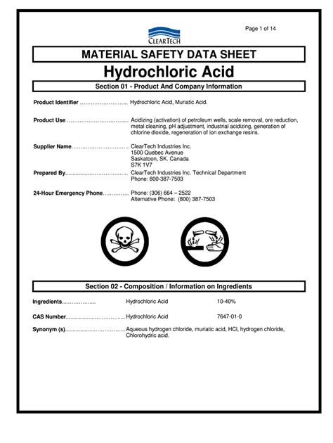 Hydrochloric acid msds: Fill out & sign online | DocHub