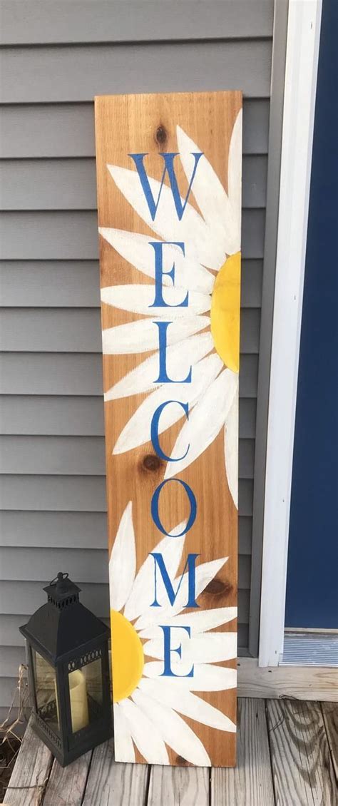 Welcome sign Front porch welcome sign Daisy | Etsy | Painting crafts, Wooden welcome signs ...