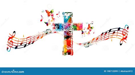 Colorful Music Notes With Cross Clip Art | Images and Photos finder