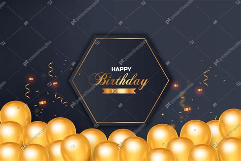 Happy Birthday with Golden Balloons | 01789 | PoweredTemplate.com