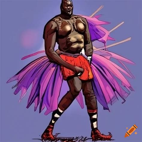 Comic style drawing of shaq in a tutu on Craiyon