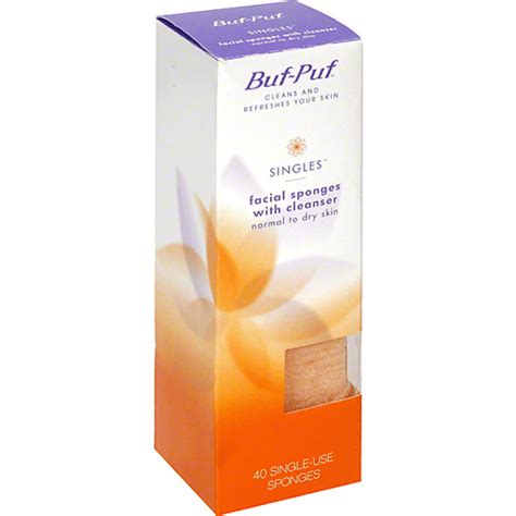 Buf Puf Singles Facial Sponges with Cleanser, Normal to Dry Skin ...