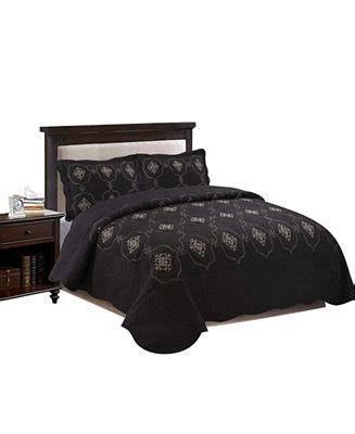 MarCielo 3 Piece Quilted Embroidery Quilts Bedspreads Set Emma Queen ...