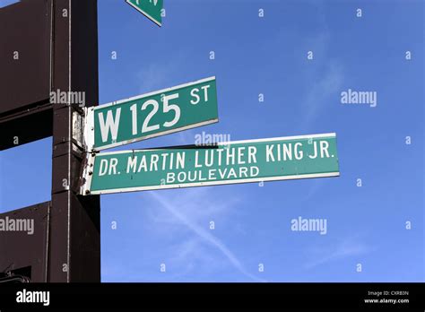 Street signs in Harlem, West 125th Street, Martin Luther King Boulevard ...