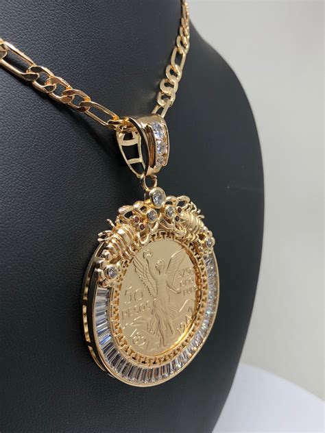 Gold Plated Mexican Centenario Coin Pendant Chain Centenario Necklace ...