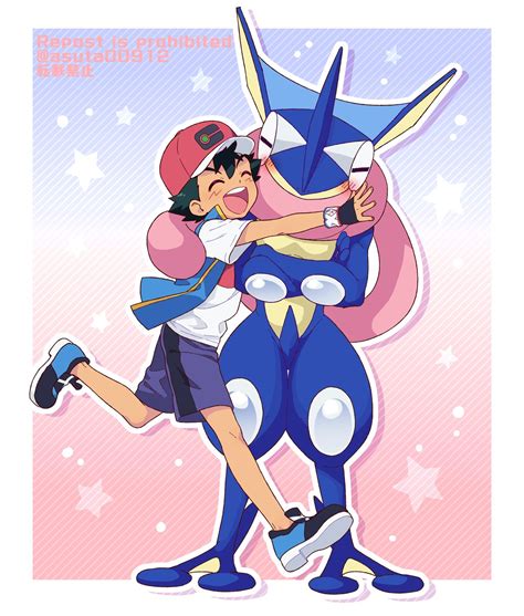 ash ketchum and greninja (pokemon and 2 more) drawn by ok_(asuta00912) | Danbooru