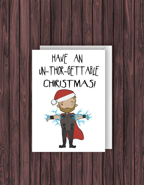 Christmas Card. Thor Christmas Card. Funny Christmas Card. Xmas Card. Holiday Card. Marvel ...