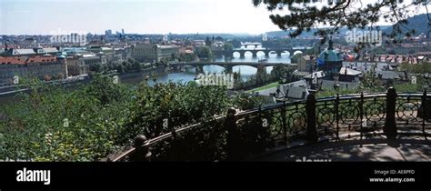 Bridges spanning the Moldau river Prague Czech Republic Also called the Vltava river Stock Photo ...