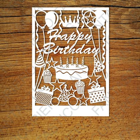 Happy Birthday Card SVG Files for Silhouette Cameo and Cricut. Happy ...