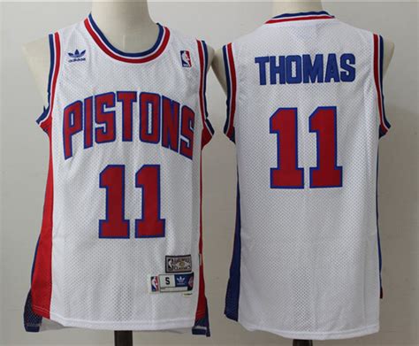 Mens Detroit Pistons #11 Isiah Thomas White Mitchell&Ness 1988-89 ...