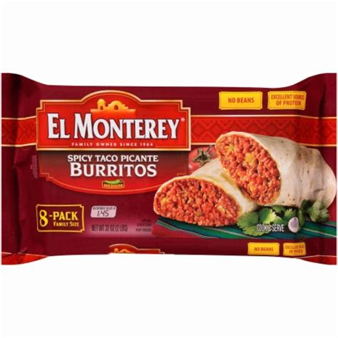 El Monterey® Spicy Taco Picante Burrito Family Size, 8 ct / 4 oz - Fry’s Food Stores