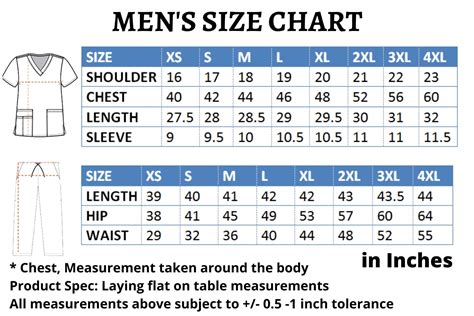 Medical Scrubs Size Chart | Portal.posgradount.edu.pe