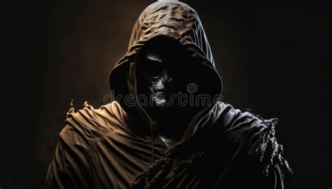 A Hooded Figure Cloaked in Draped Shadows. Fantasy Art Stock ...