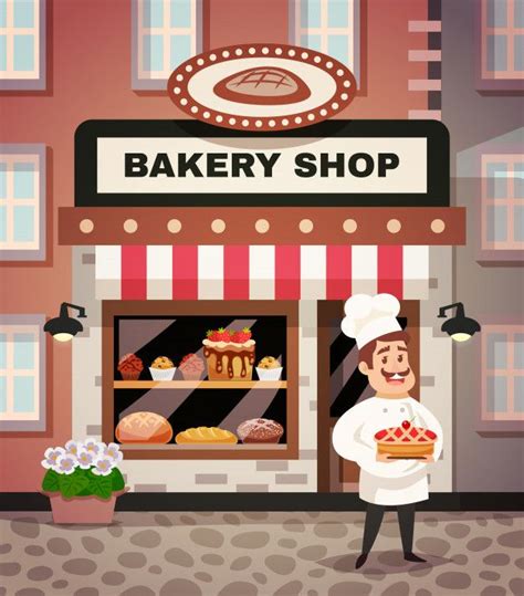 Download Bakery Shop Cartoon Illustration for free | Bakery shop, Bakery shop design, Shop design