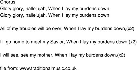 Old-Time Song Lyrics - When I Lay My Burden Down