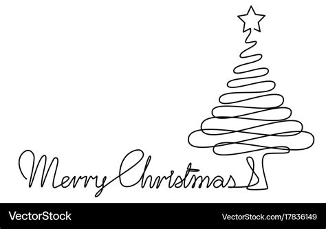 Christmas tree one line drawing Royalty Free Vector Image