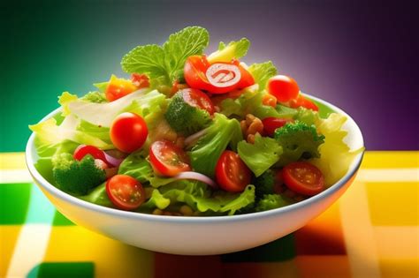 Premium AI Image | A bowl of salad with a green salad and cherry tomatoes.