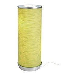 an image of a yellow lamp on a white background in the shape of a cylinder