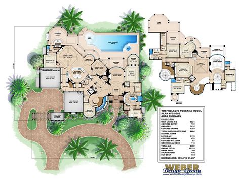 Mediterranean House Plan: Tuscan Luxury 10,000+ Mansion Home Plan ...