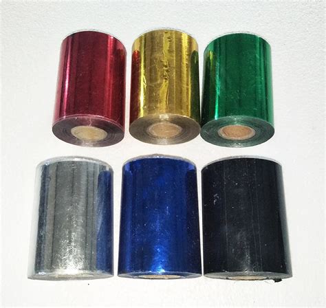 6 Rolls Hot Foil Stamping Paper Heat Transfer Anodized Gilded Paper gold slilver blue red black ...