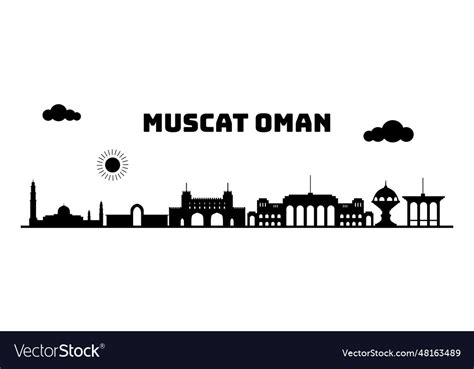 Muscat oman cityscape skyline sketch famous Vector Image