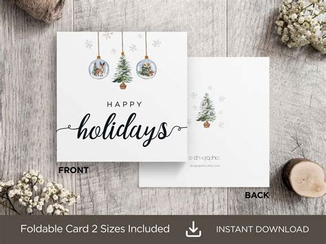 Happy Holiday Printable Cards, Printable Holiday Cards, Christmas ...