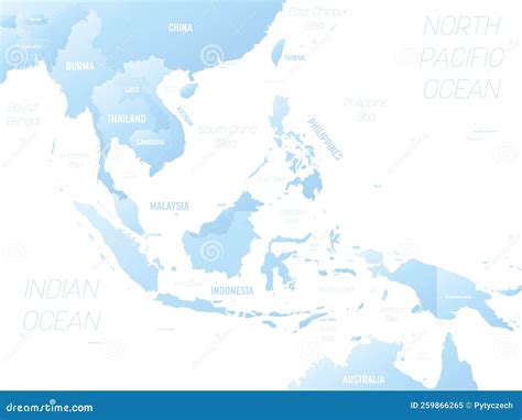 Southeast Asia Detailed Political Map with Lables Stock Vector - Illustration of labeled ...