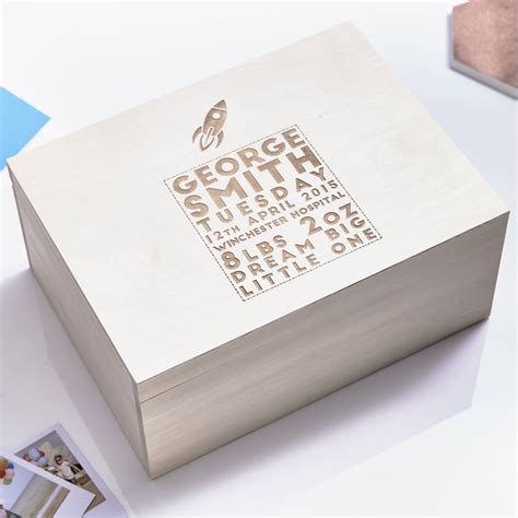 large personalised space wooden baby keepsake box by sophia victoria ...
