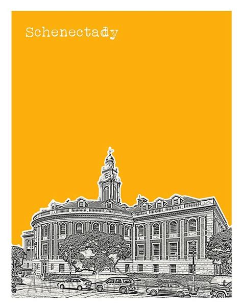 Schenectady New York Skyline Poster Art Print City Hall New - Etsy