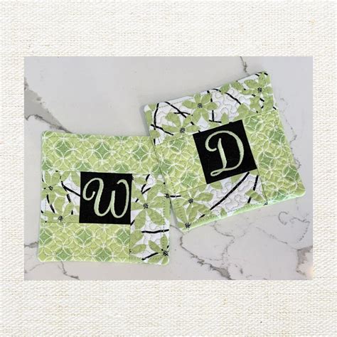 Pieced & Monogrammed Coasters | Embroidery Garden | Monogram coasters ...