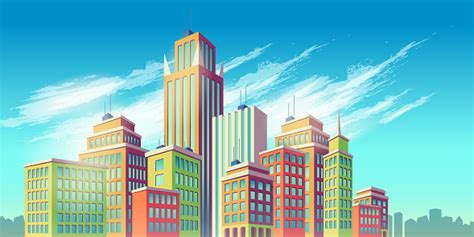 Vector Illustration De Dessin Animé Bannière Fond Urbain Avec Des ...