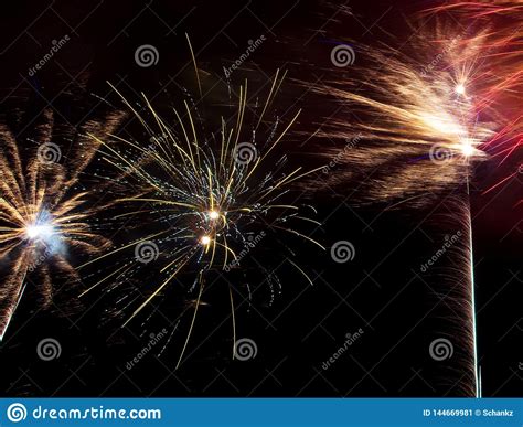 Beautiful Sparks from Fireworks in the Sky at Night Stock Image - Image of abstract, festival ...