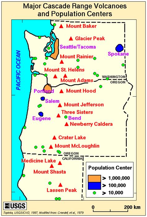 Cascade Range Volcanoes Map