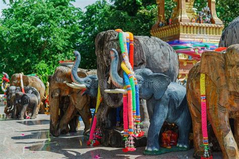 Elephant statues thailand stock image. Image of animal - 251359235