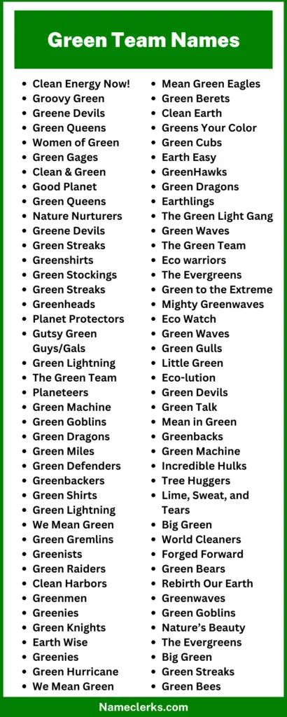 Green Team Names: 450+ Best Names For Green Team