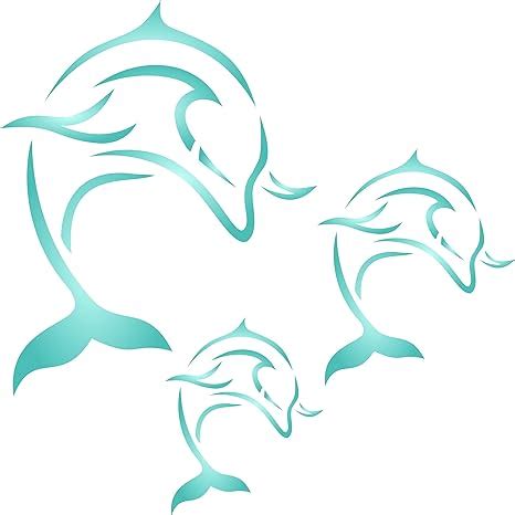 Amazon.com: Dolphin Mural Stencil - (size 6.5”w x 6.5”h) Reusable Wall Stencils for Painting ...