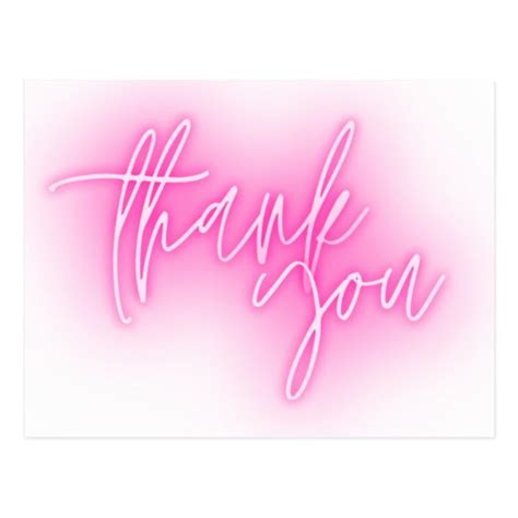 Pink Neon Thank You Sign Trendy Postcard | Zazzle.co.uk