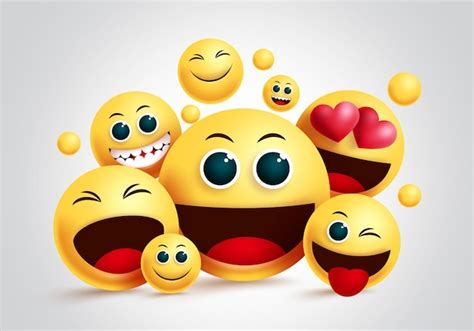 Premium Vector | Smiley emoji group vector design emojis yellow smiley ...