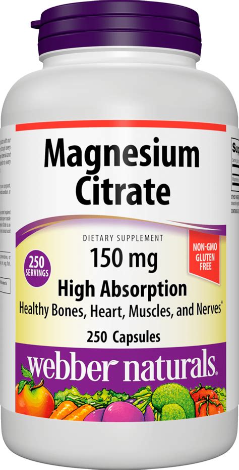 Magnesium Citrate 150 mg Capsules | Webber Naturals US