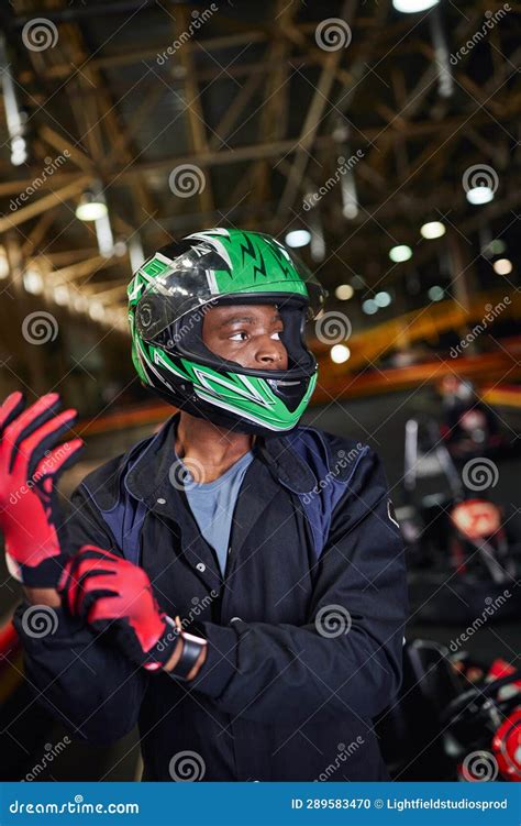 African American Motorsports Driver in Helmet Stock Photo - Image of ...