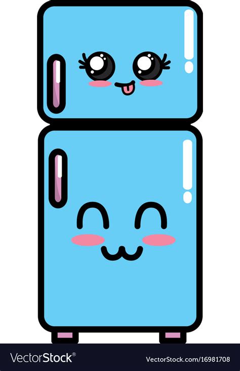 Kawaii cute happy fridge utensil Royalty Free Vector Image