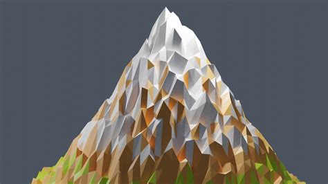 3D model Low Poly Mountain with Snow on top and Green on bottom VR / AR / low-poly | CGTrader