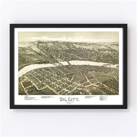 Vintage Map of Oil City, Pennsylvania 1896 by Ted's Vintage Art