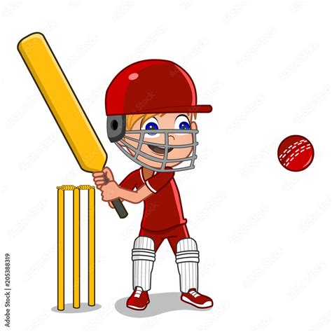 Cartoon boy playing cricket Stock Vector | Adobe Stock