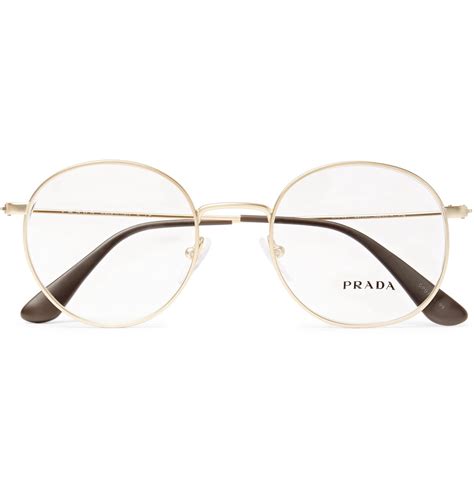 Prada Round-frame Gold-tone Optical Glasses in Metallic for Men - Lyst