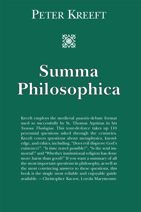 Summa Philosophica (9781587318252): Peter Kreeft - BiblioVault