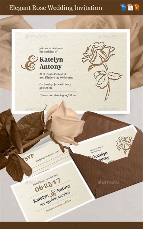 Elegant Rose Wedding Invitation | Rose wedding invitations, Wedding ...