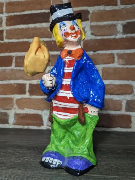 VINTAGE PAPER MACHE Creepy Clown Folk Art Hobo Tramp Bum 13” £24.68 ...