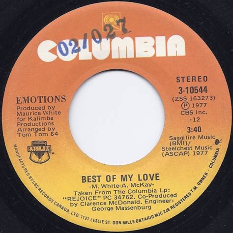 CKSO AM, FM & TV | Record Labels (45 RPM) | Best Of My Love - Emotions