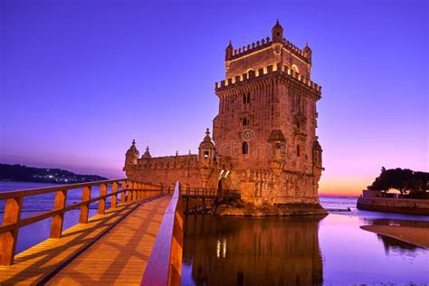 Lisbon Portugal Torre De Belem Tower Sunset. Stock Photo - Image of hour, place: 88118212